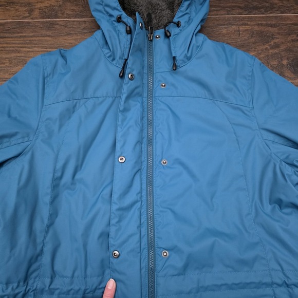 L.L. Bean Womens Medium Blue Turquoise Hooded Winter Warmer Coat Water Resistant - Picture 2 of 9